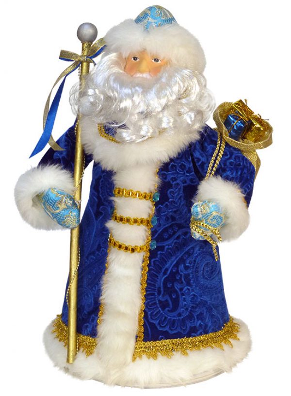 Дед мороз в темно-синем с голыбуми рукавичками